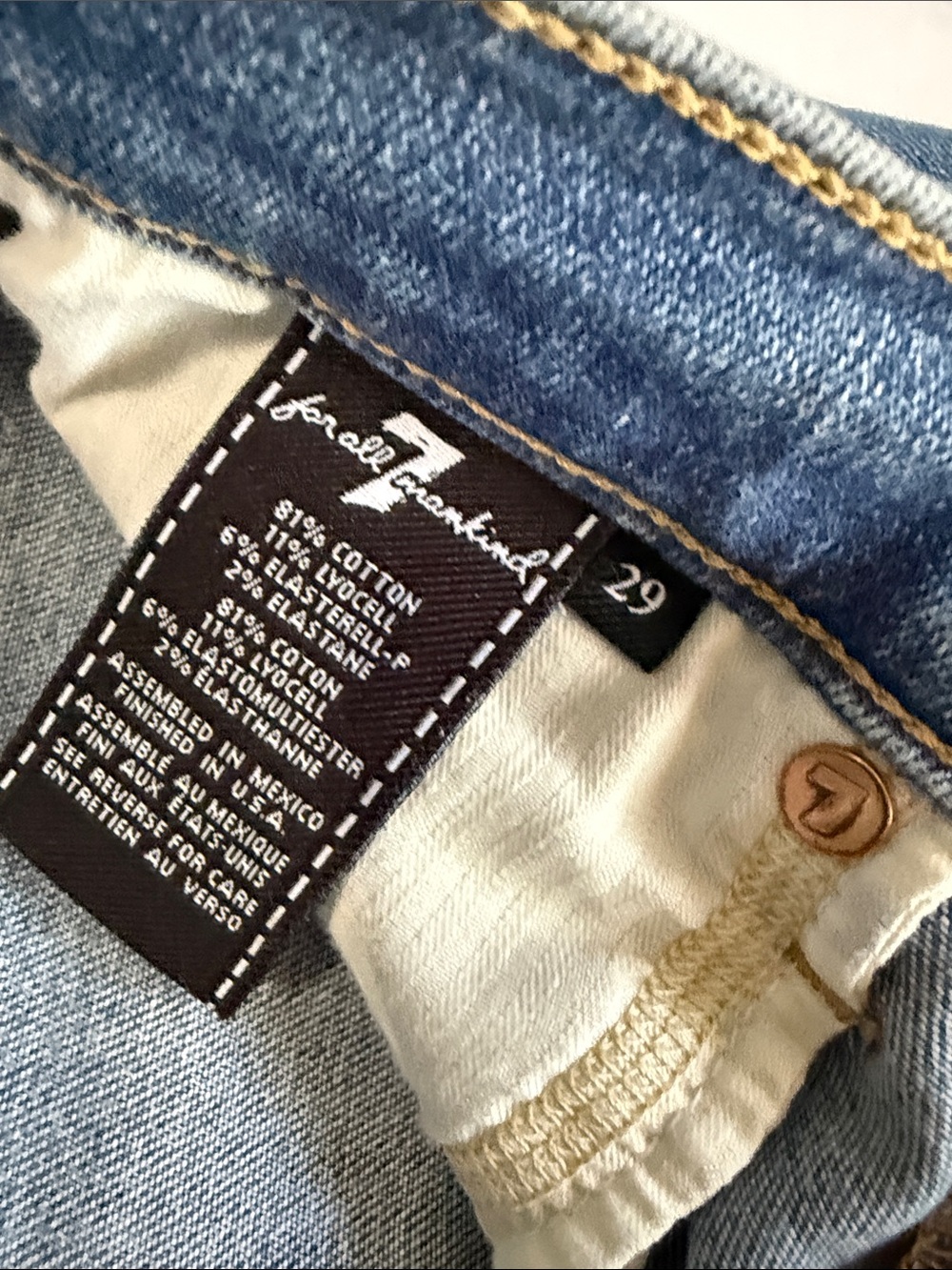 7 FOR ALL MANKIND High Waist Slim Kick Jeans Studded Size 29 Luxe Vintage - Picture 8 of 9